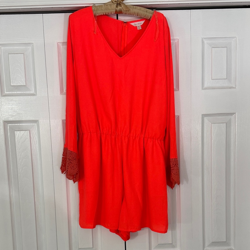 Decree Vibrant Coral Romper